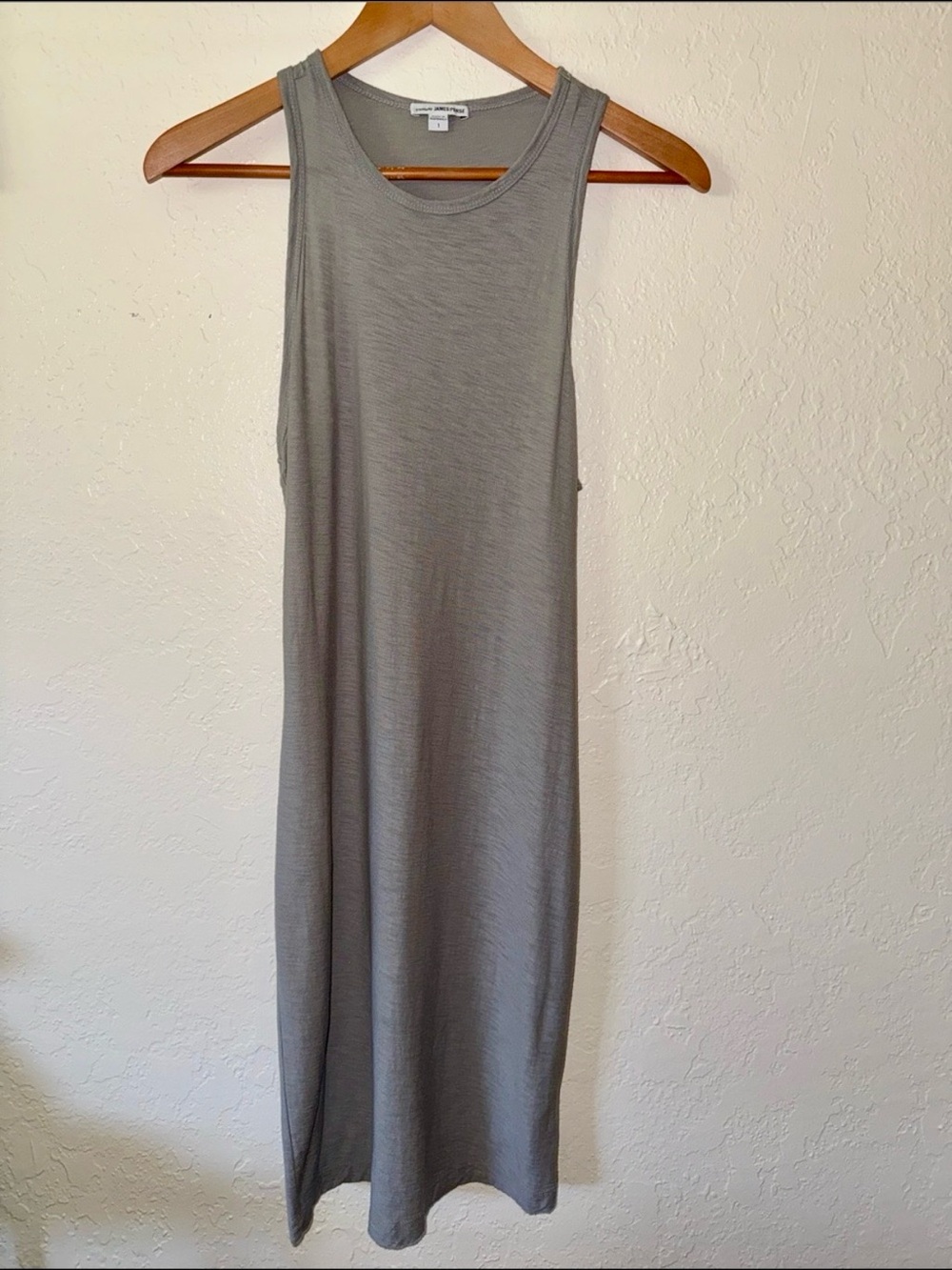 Standard James Perse Slub Knit Midi Tank Dress Racerback Gray - Size 1 Small